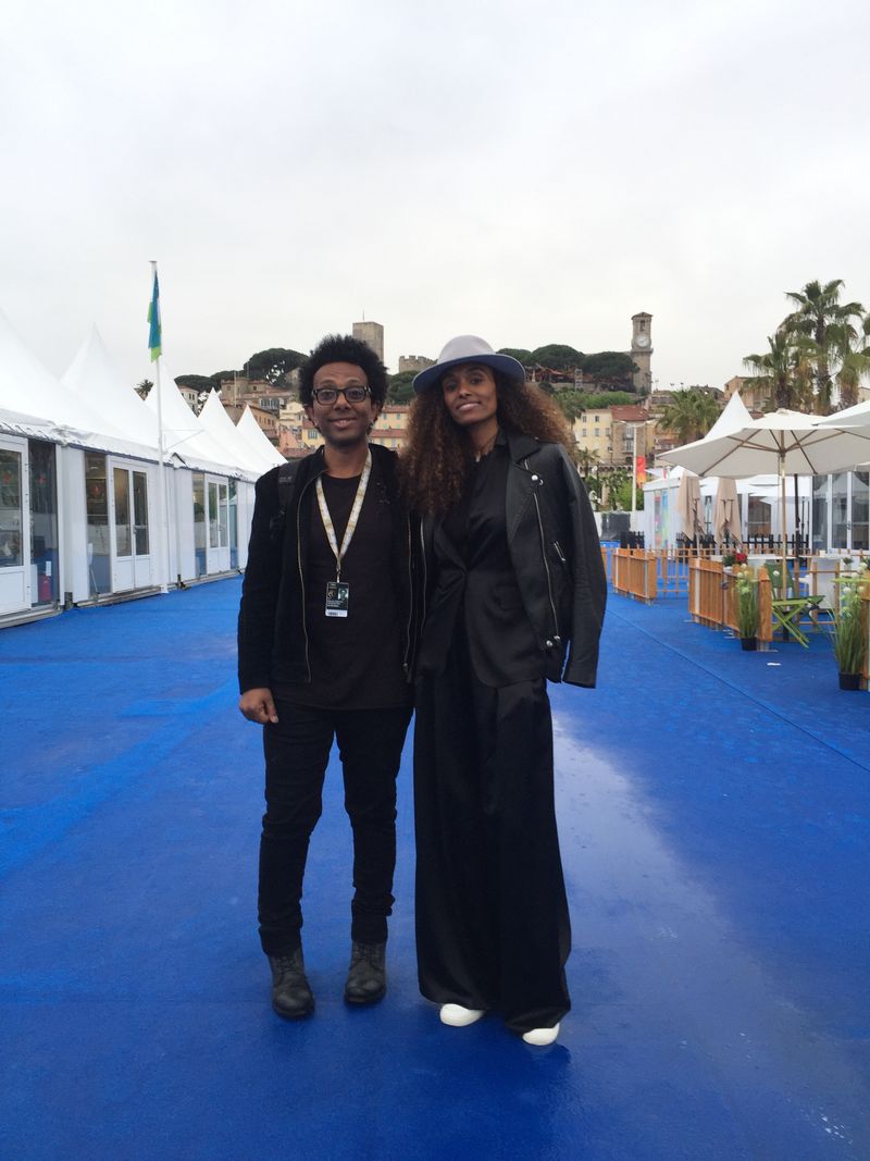 Henok Mebratu with filmmaker Gelila Bekele at the Cannes Film Festival in 2019